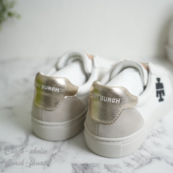 Tory Burch Color Block Signature T-Logo Leather Sneaker Shoes 161131 - Picture 6 of 9